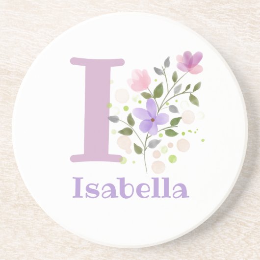 Initiaal plus naam en blokontwerp zandsteen onderzetter (Voorkant)