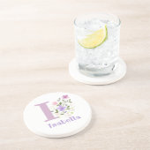 Initiaal plus naam en blokontwerp zandsteen onderzetter (Zijkant)