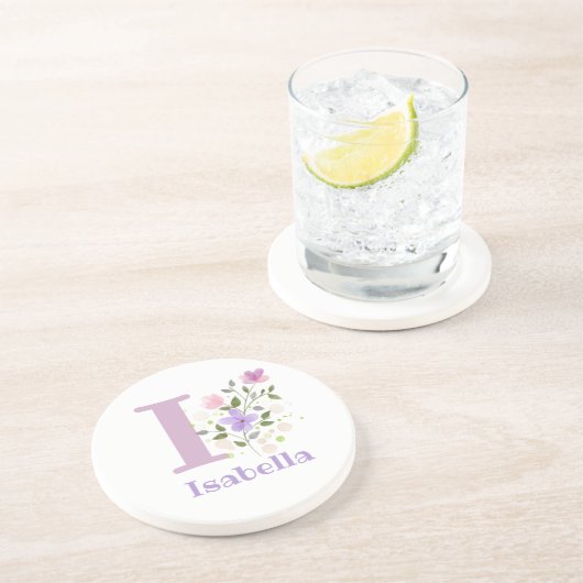 Initiaal plus naam en blokontwerp zandsteen onderzetter (Zijkant)