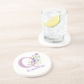 Initiaal plus naam en blokontwerp zandsteen onderzetter (Zijkant)