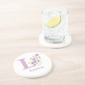 Initiaal plus naam en blokontwerp zandsteen onderzetter (Zijkant)