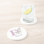 Initiaal plus naam en blokontwerp zandsteen onderzetter (Zijkant)