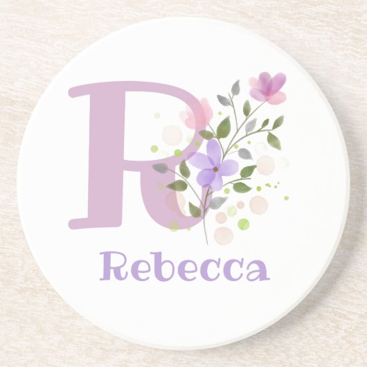 Initiaal plus naam en blokontwerp zandsteen onderzetter (Voorkant)