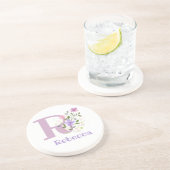 Initiaal plus naam en blokontwerp zandsteen onderzetter (Zijkant)