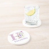 Initiaal plus naam en blokontwerp zandsteen onderzetter (Zijkant)