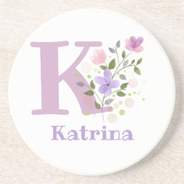 Initiaal plus naam en blokontwerp zandsteen onderzetter