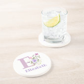 Initiaal plus naam en blokontwerp zandsteen onderzetter (Zijkant)