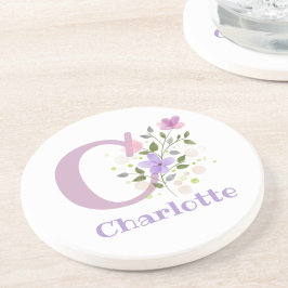 Initiaal plus naam en blokontwerp zandsteen onderzetter