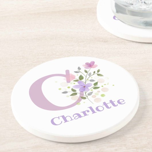 Initiaal plus naam en blokontwerp zandsteen onderzetter