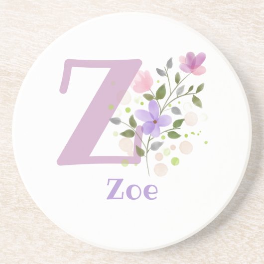 Initiaal plus naam en blokontwerp zandsteen onderzetter (Voorkant)