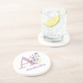 Initiaal plus naam en blokontwerp zandsteen onderzetter (Zijkant)