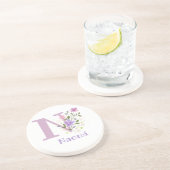 Initiaal plus naam en blokontwerp zandsteen onderzetter (Zijkant)