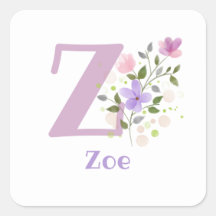 Initiaal Plus Naam Zoe & Flowers Design