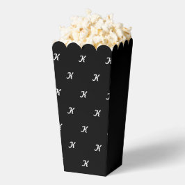Initiaal Popcorn Doos (Zwart & Wit) Bedankdoosjes