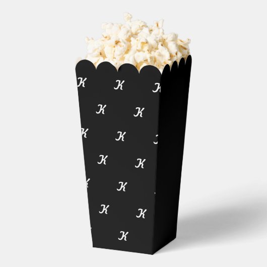 Initiaal Popcorn Doos (Zwart & Wit) Bedankdoosjes (Popped)