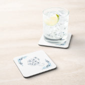 Initiaal "Q" Blauw Monogram Kalme Bloemen Bier Onderzetter (Rechterzijde)