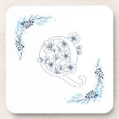 Initiaal "Q" Blauw Monogram Kalme Bloemen Bier Onderzetter (Voorkant)
