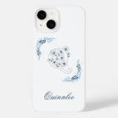 Initiaal "Q" Blauw Monogram Kalme Bloemen Case-Mate iPhone Case (Achterkant)