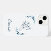 Initiaal "Q" Blauw Monogram Kalme Bloemen Case-Mate iPhone Case (Achterkant (horizontaal))