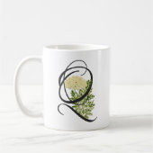 Initiaal Q,  Mok van koningin Anne's Lace Coffee (Links)