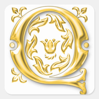 Initiaal Q Monogram Sticker in Goud