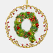 initiaal Q monogrammen kerstversiering - cirkel Keramisch Ornament (Voorkant)