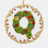 initiaal Q monogrammen kerstversiering - cirkel Keramisch Ornament (Achterkant)