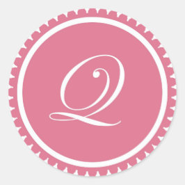 Initiaal Q princess roze monogram, partij voor bez Ronde Sticker
