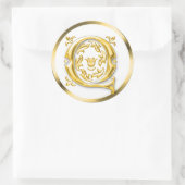 Initiaal Q ronde Sticker in goud (Tas)