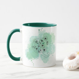 Initiaal Q Waterverf Monogram Groen Botanisch Mok