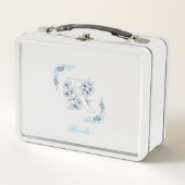 Initiaal "R" Blauw Monogram Kalm Bloemen (Voorkant)