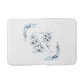 Initiaal "R" Blauw Monogram Kalm Bloemen Badmat (Voorkant)