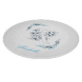 Initiaal "R" Blauw Monogram Kalm Bloemen Snijplank (Hoek)