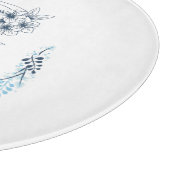 Initiaal "R" Blauw Monogram Kalm Bloemen Snijplank (Hoek)