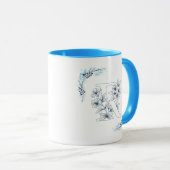 Initiaal "R" Blauw Monogram Kalme Bloemenkoffie Mok (Voorkant rechts)