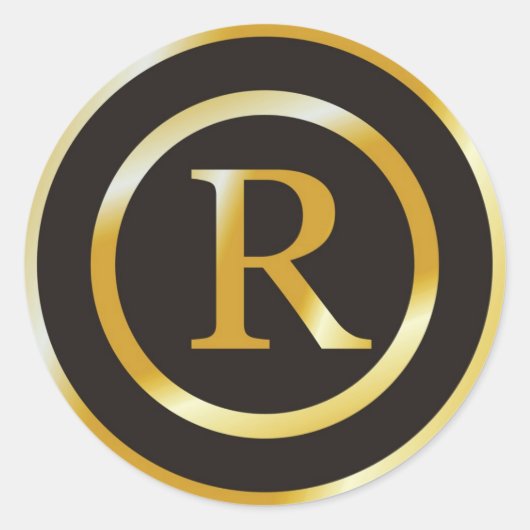 Initiaal R gouden monogram bruiloft stickers (Voorkant)