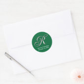 Initiaal R Groen monogram, op naam Ronde Sticker (Envelop)