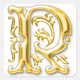 Initiaal R Monogram Sticker in Goud