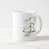 Initiaal R Naam Alphabet Monogram Greenery Wreath Grote Koffiekop (Voorkant rechts)