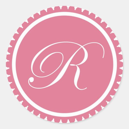 Initiaal R prinses roze monogram bezegeling Ronde Sticker (Voorkant)