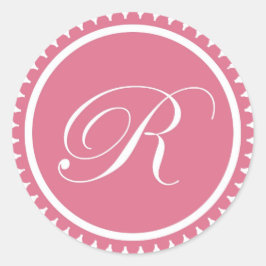 Initiaal R prinses roze monogram bezegeling Ronde Sticker