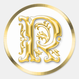 Initiaal R ronde Sticker in goud