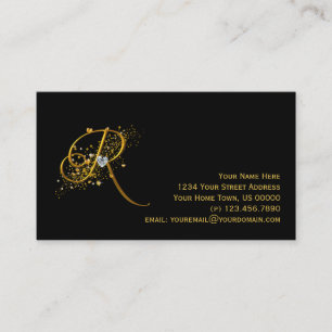 Initiaal R Stardust Visitekaartje Gold & Diamonds