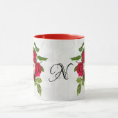 Initiaal Red Rose Bouquet Floral Fotografie Mok (Midden)
