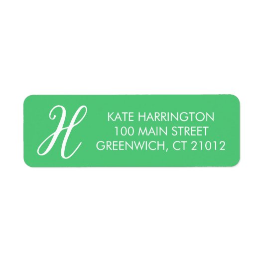 Initiaal retouradres in Kelly Green Etiket (Voorkant)