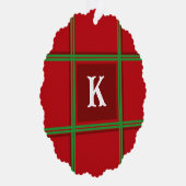 Initiaal Rood en Groen Plaid Eenvoudig Ontwerp Ornament Kaart (Rechts)