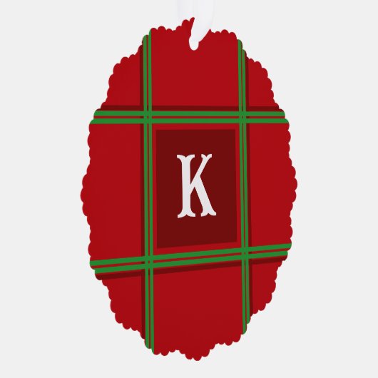 Initiaal Rood en Groen Plaid Eenvoudig Ontwerp Ornament Kaart (Rechts)
