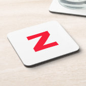 Initiaal rood monogram grote letter eigen naam bier onderzetter (Linkerzijde)