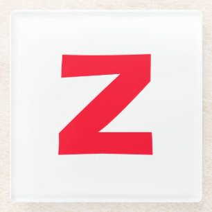 Initiaal rood monogram grote letter eigen naam glazen onderzetter