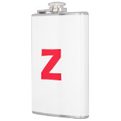 Initiaal rood monogram grote letter eigen naam heupfles (Links)